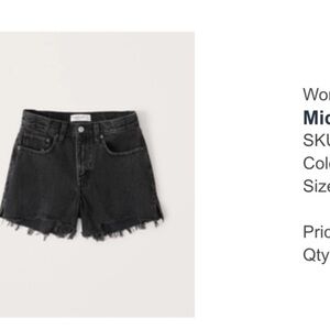 Abercrombie & Fitch Black Jean Shorts Distressed Hem